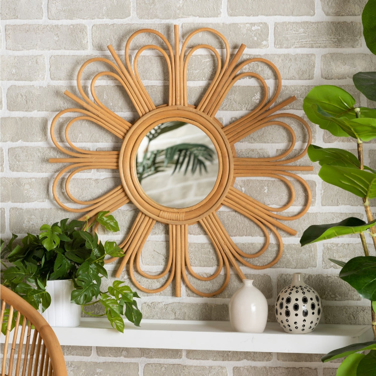 Modern European furniture - Rattan Accent Wall Mirror - www.oroa.com