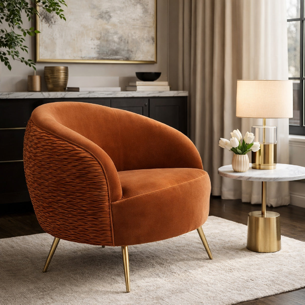 Wrinkled Velvet Lounge Chair | Oroa.com