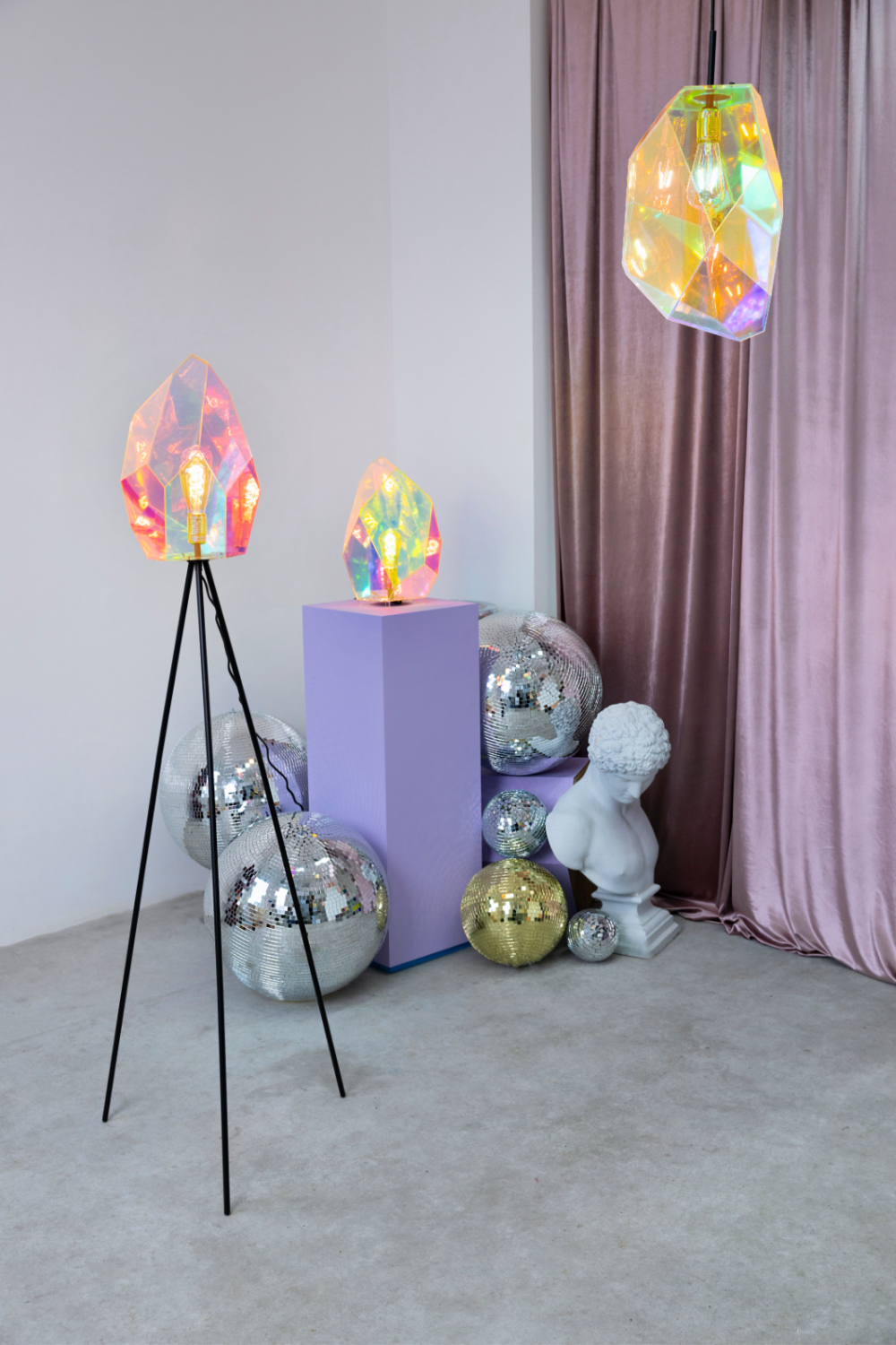 Holographic Shade Floor Lamp | Bold Monkey Diamond Dear | OROA.com