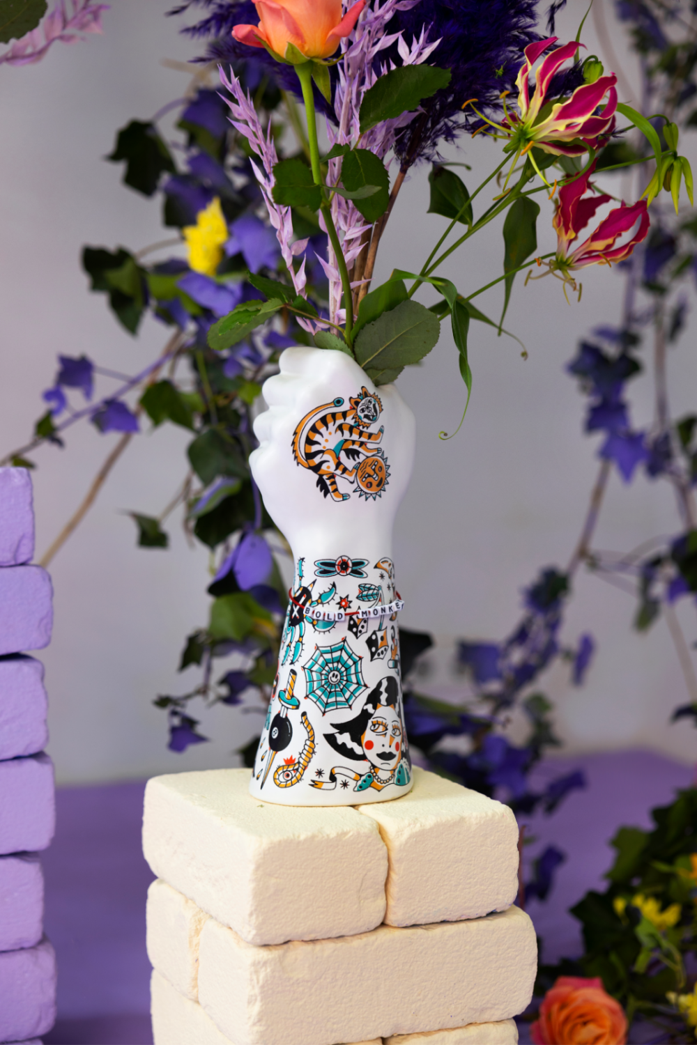 Handpainted Ceramic Fist Vase | Bold Monkey Liberty Matters | OROA.com