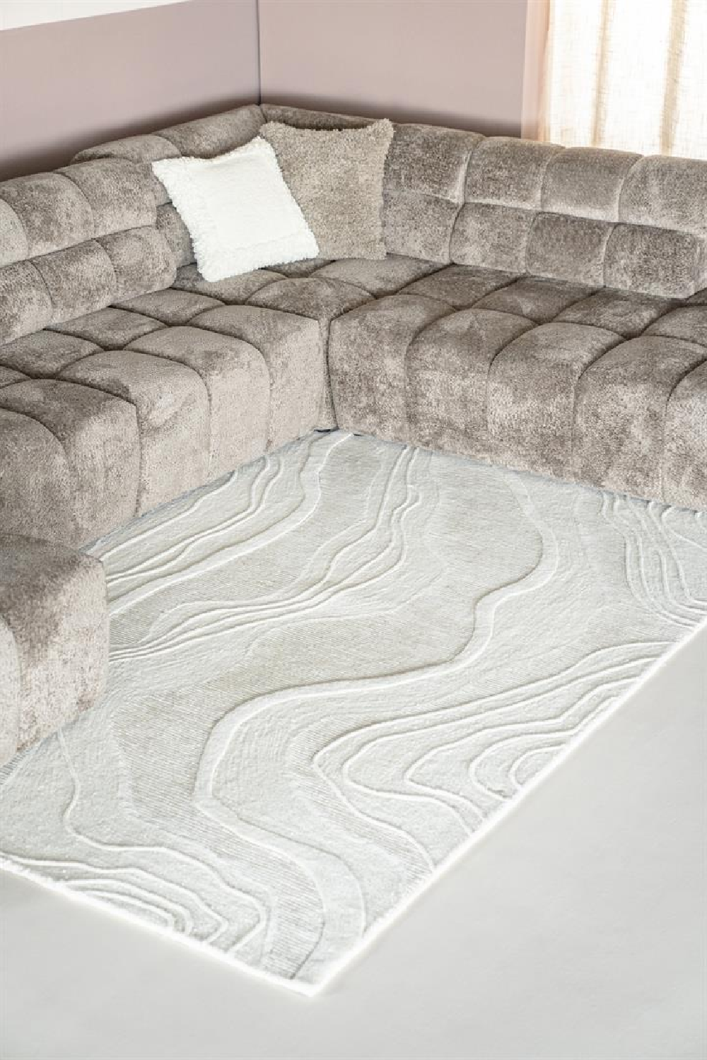 White Swirl Wool Carpet | By-Boo Soil | Oroa.com