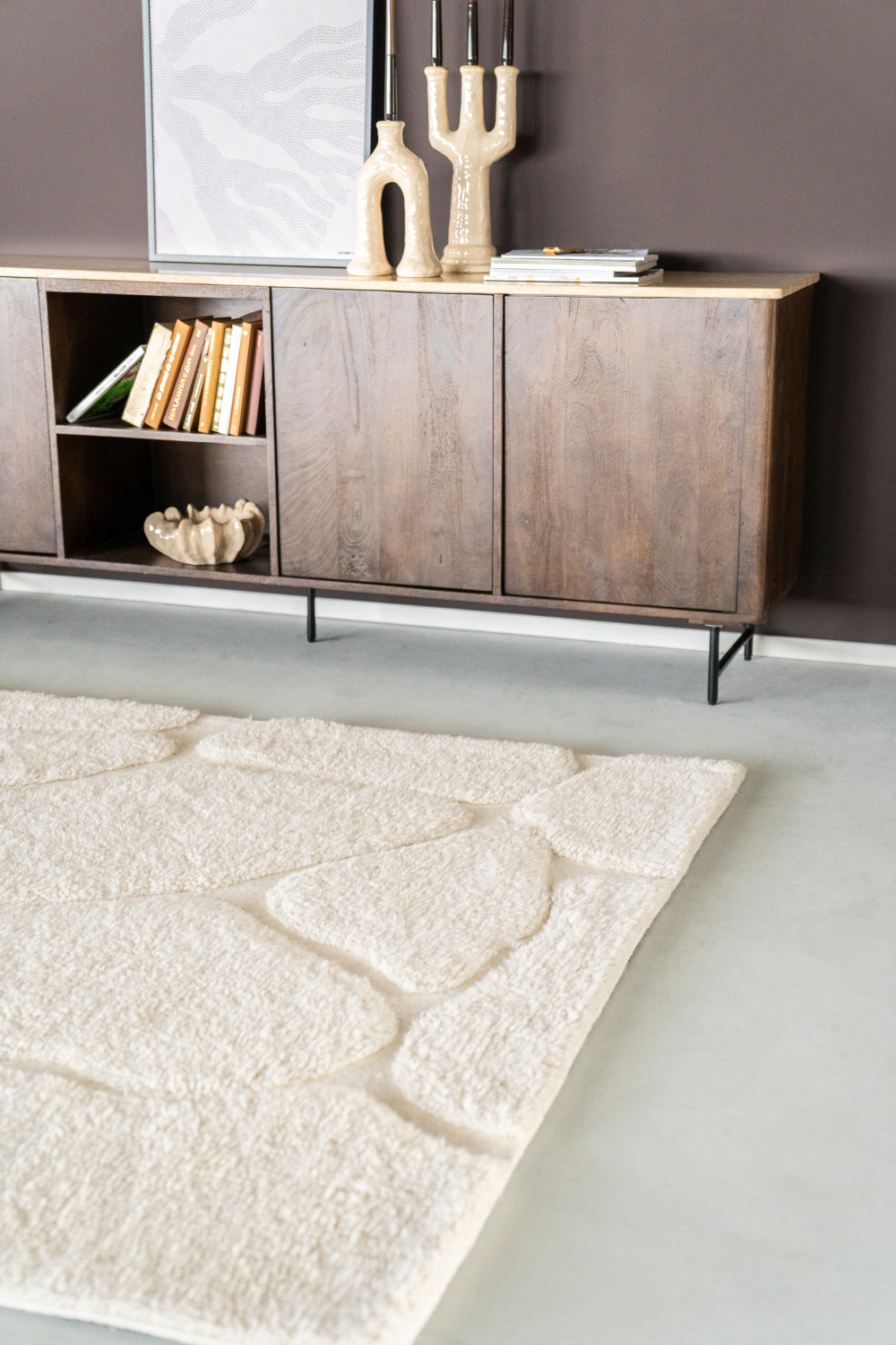 White Wool Blend Rug | By-Boo Kala | OROA.com