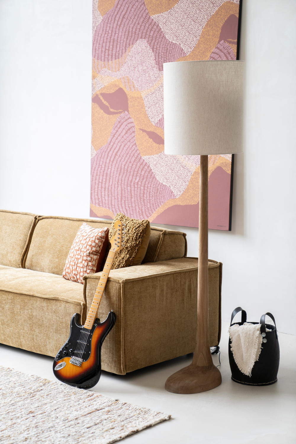 Mango Wood Base Floor Lamp | Oroa.com