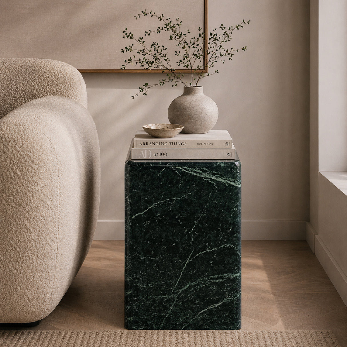 Polished Marble Square Side Table | Oroa.com