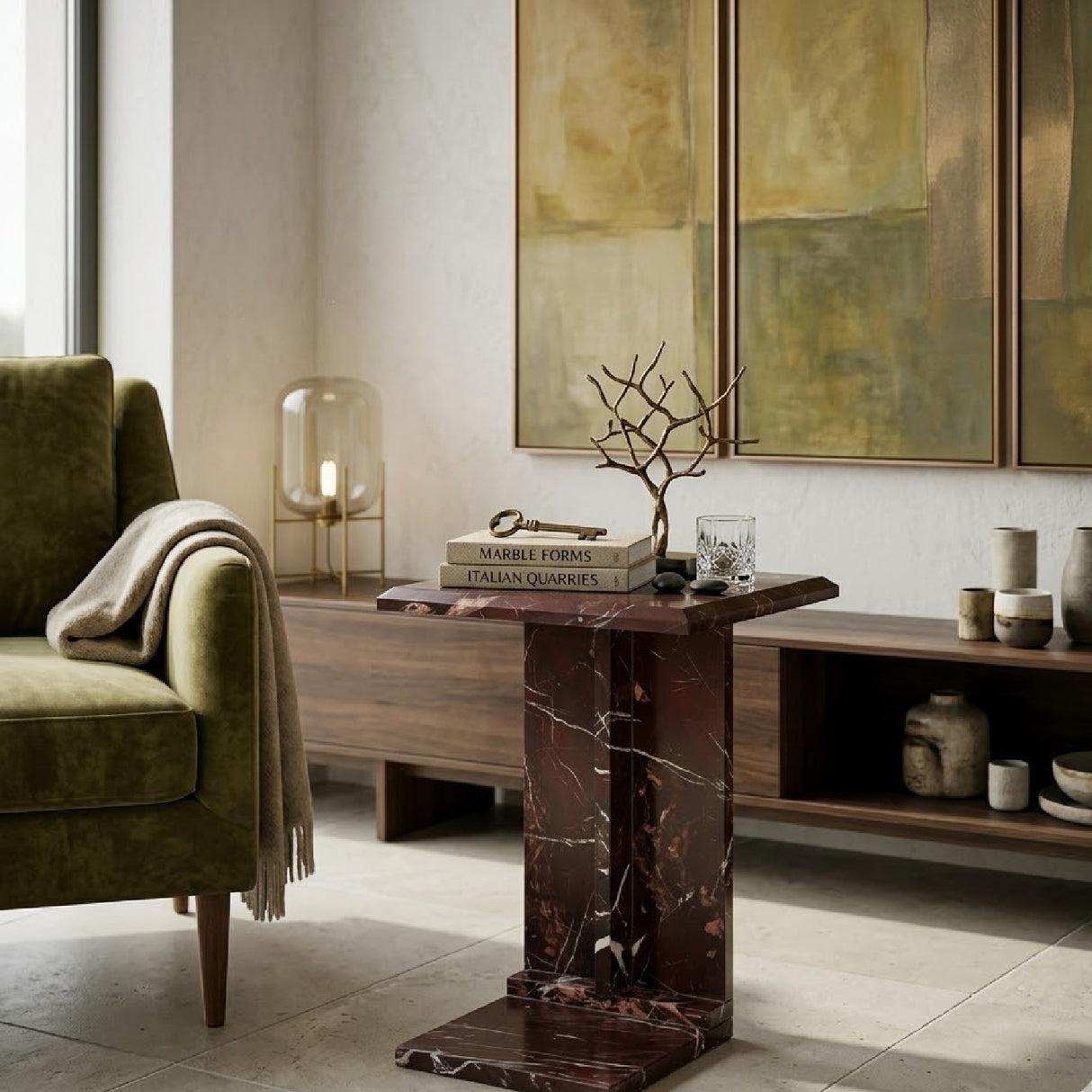 Polished Marble Side Table | Oroa.com