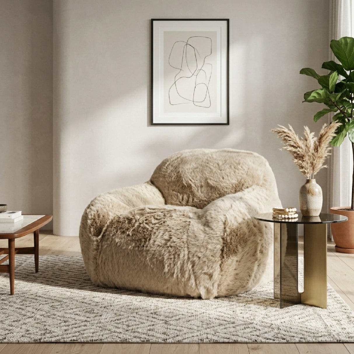 Fur Fabric Lounge Chair | Oroa.com