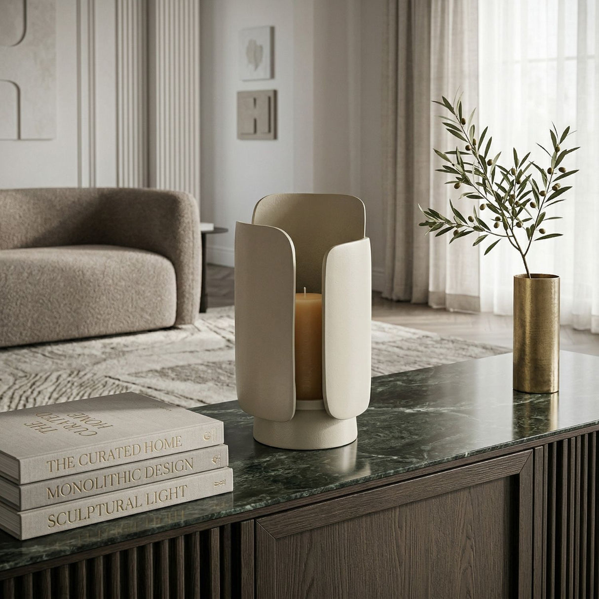 Cream Aluminum Candle Holder | Oroa.com