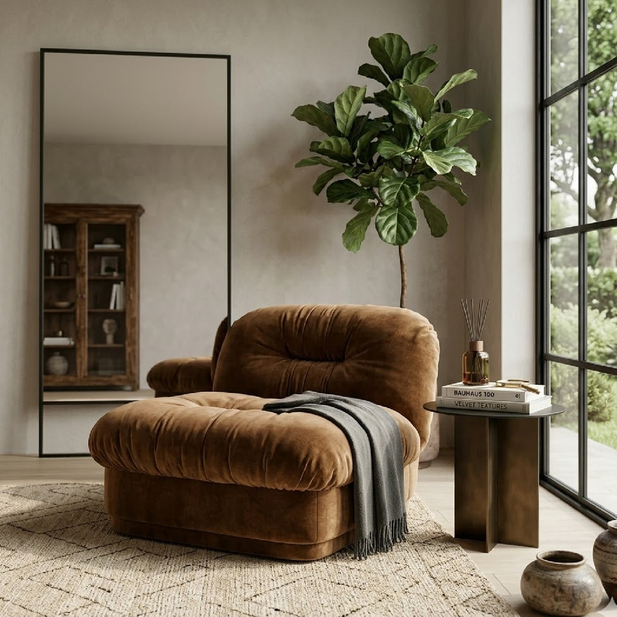 Fully-Upholstered Wrinkled Lounge Chair | Oroa.com