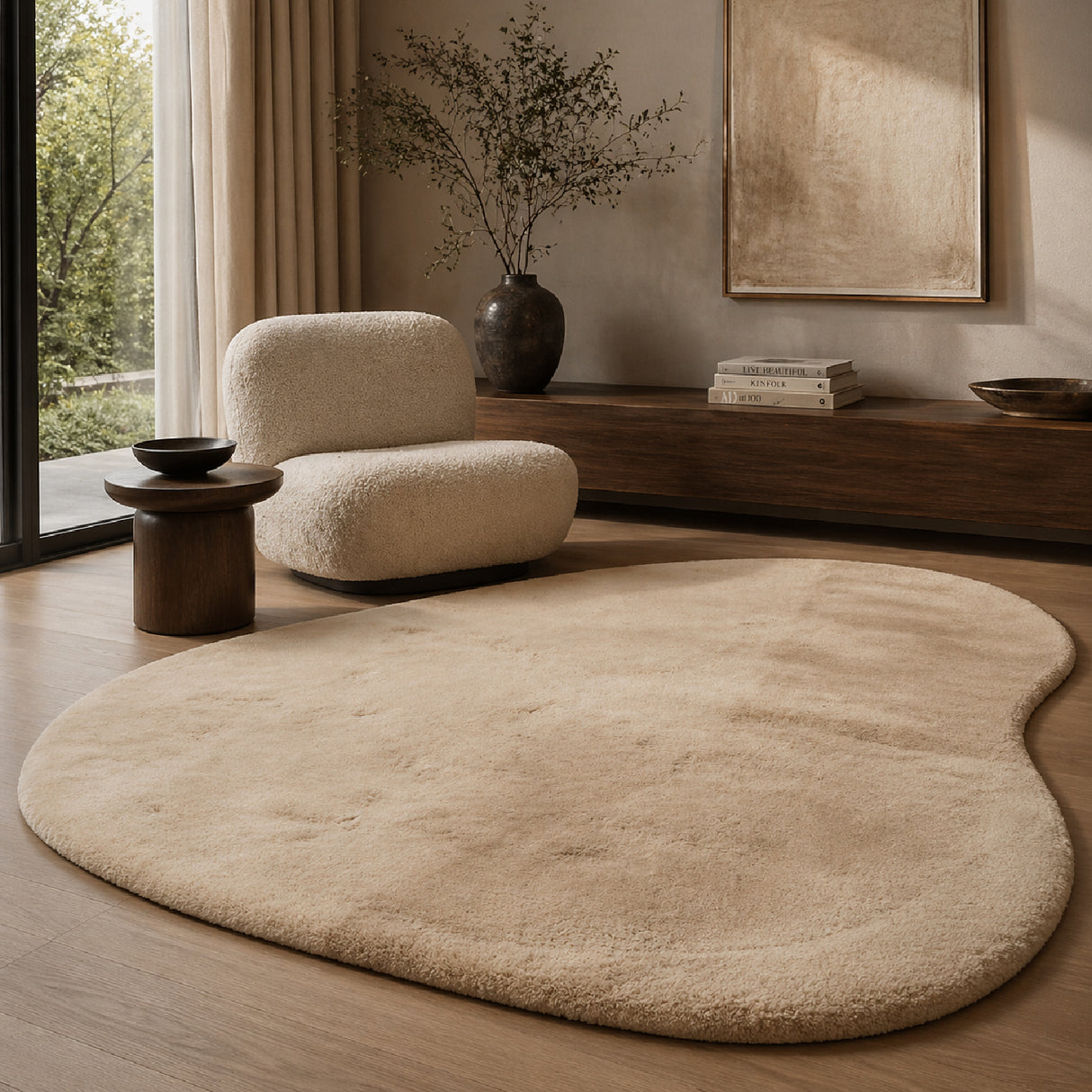 Beige Organic-Shaped Carpet | Oroa.com