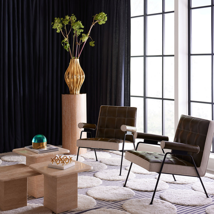 Tufted Green Leather Lounge Chair | Jonathan Adler Belmondo | Oroa.com
