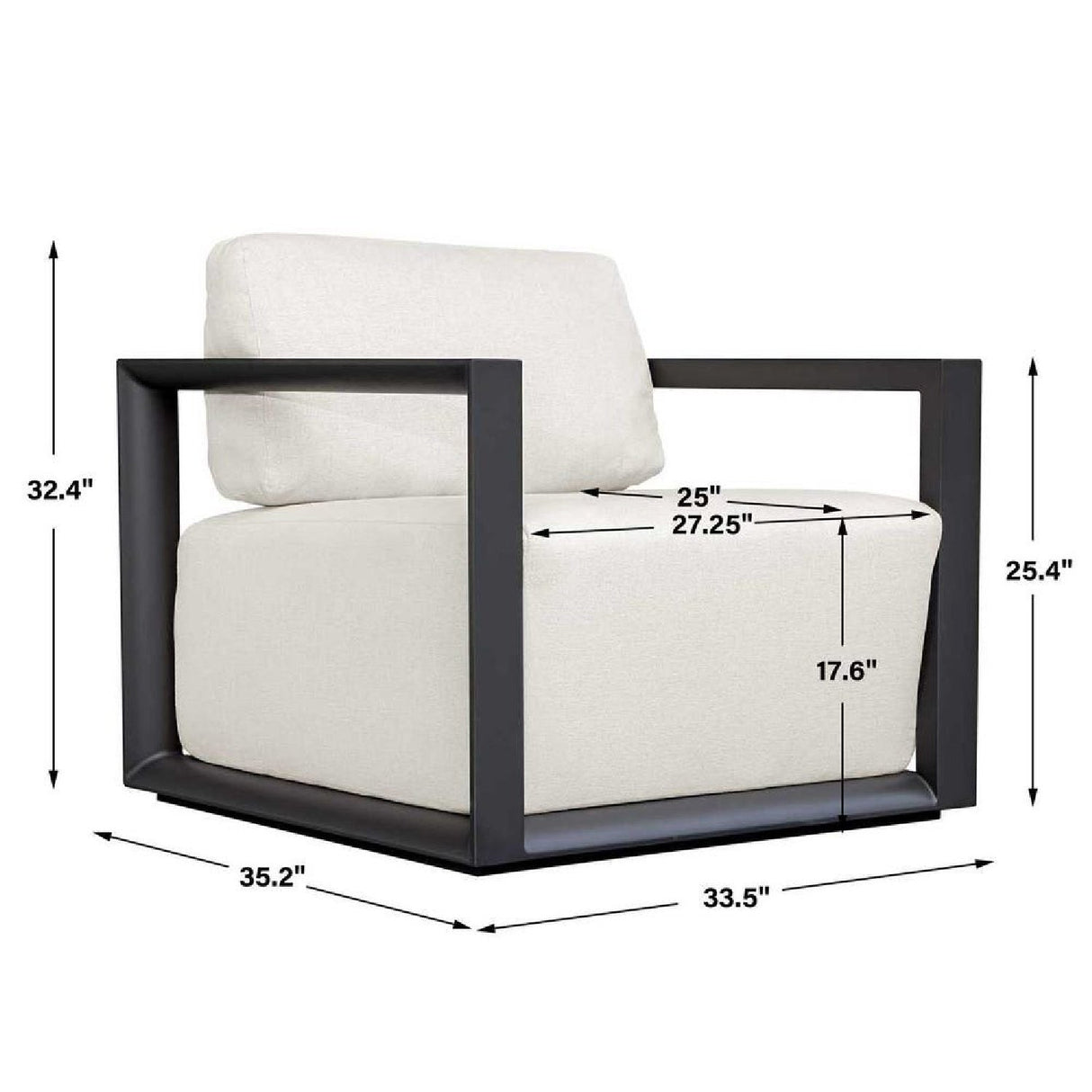 Modern European furniture - White Cushioned Outdoor Lounge Chair - www.oroa.com