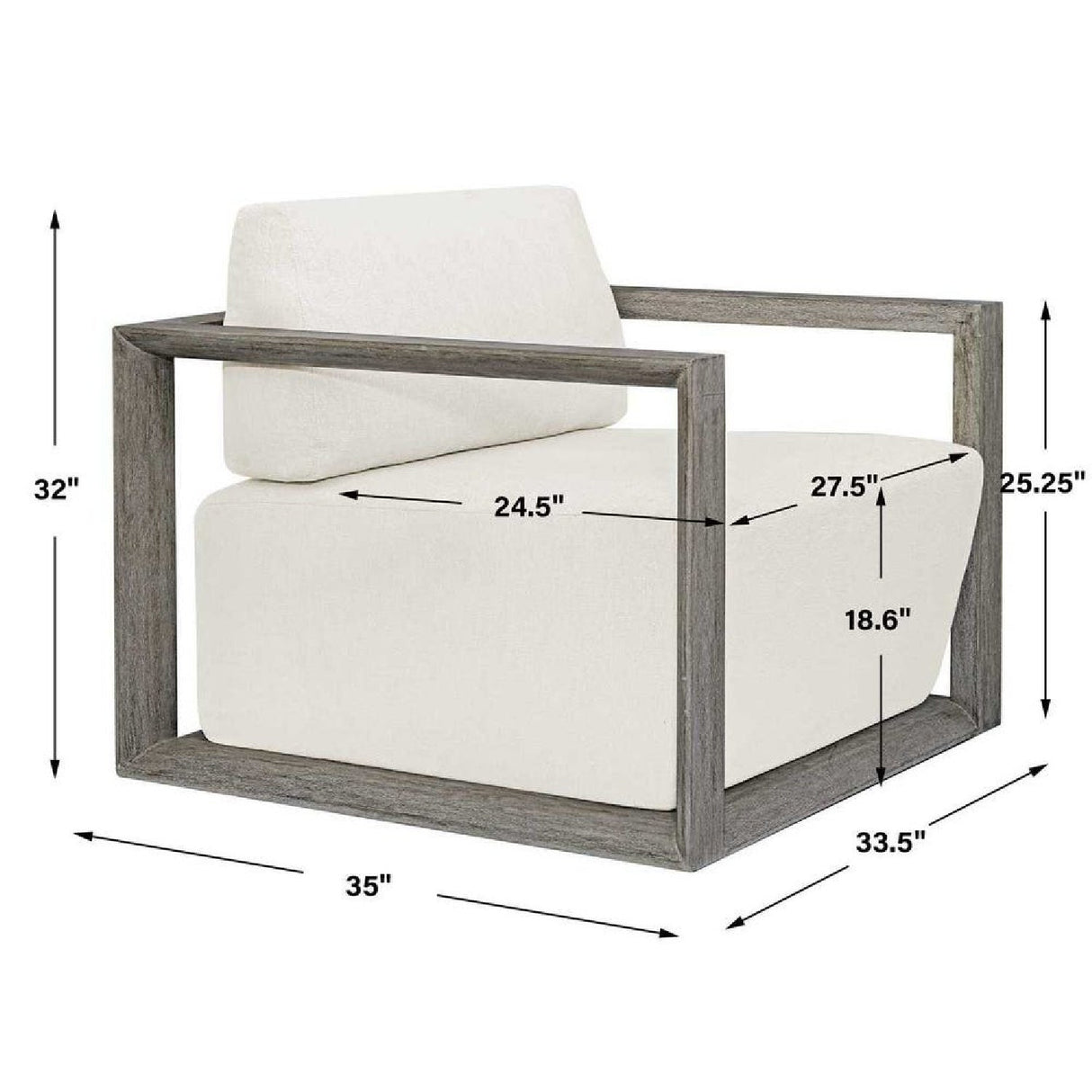 Modern European furniture - White Cushioned Outdoor Lounge Chair - www.oroa.com