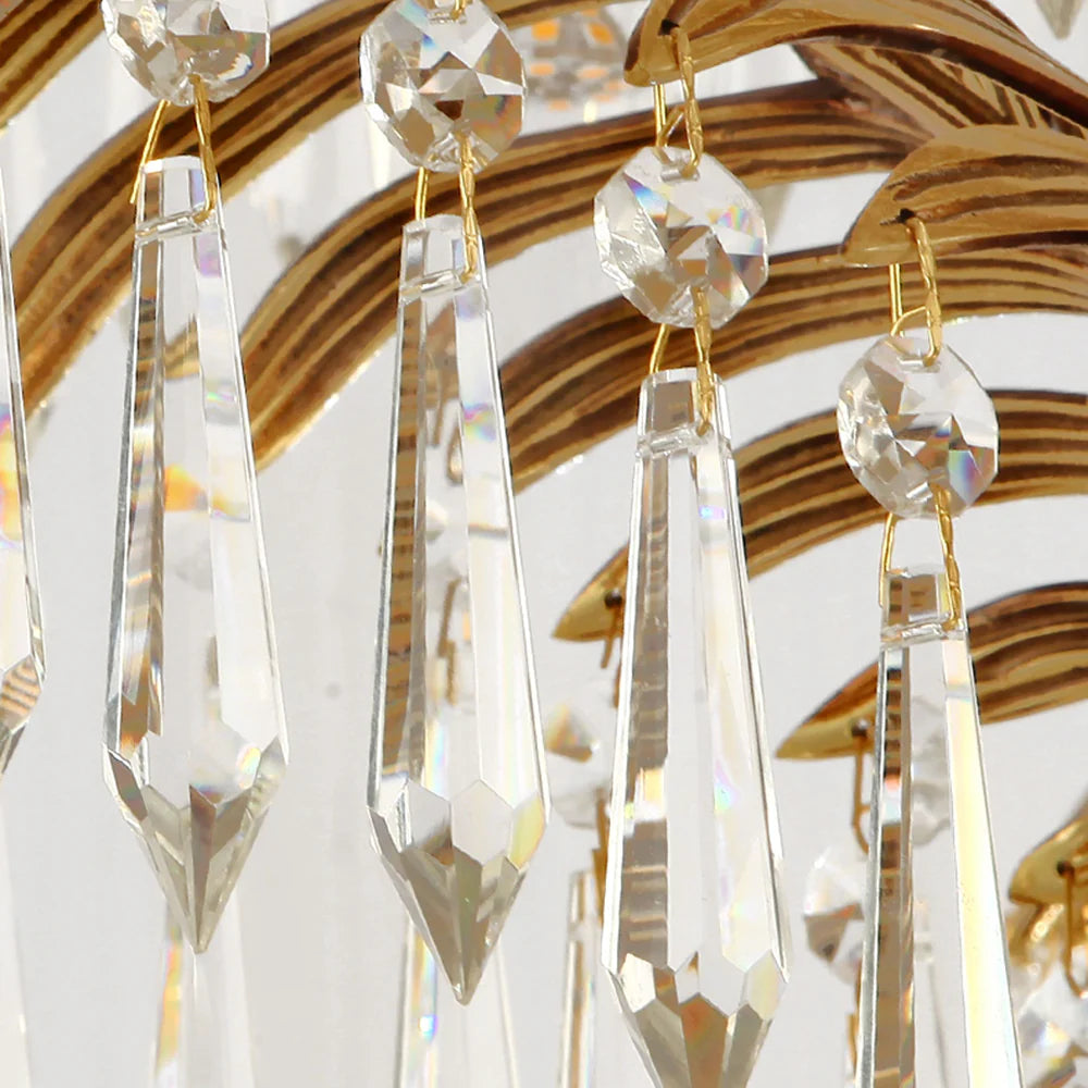 Brass Palm Leaf Crystal Chandelier - OROA