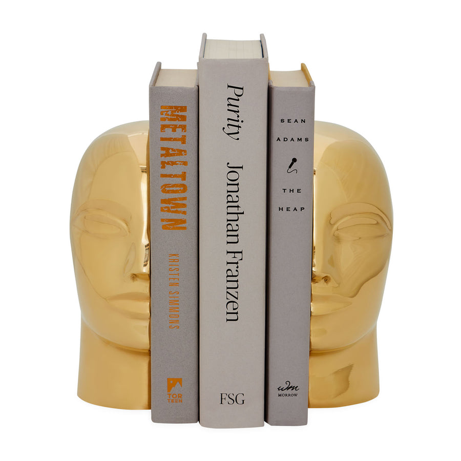 Brass Face Bookends | Jonathan Adler Atlas | Oroa.com