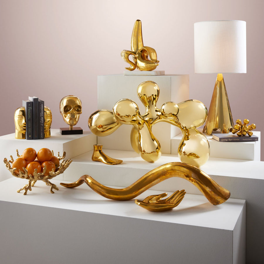 Organic-Shaped Brass Decor L – Orb – angled view