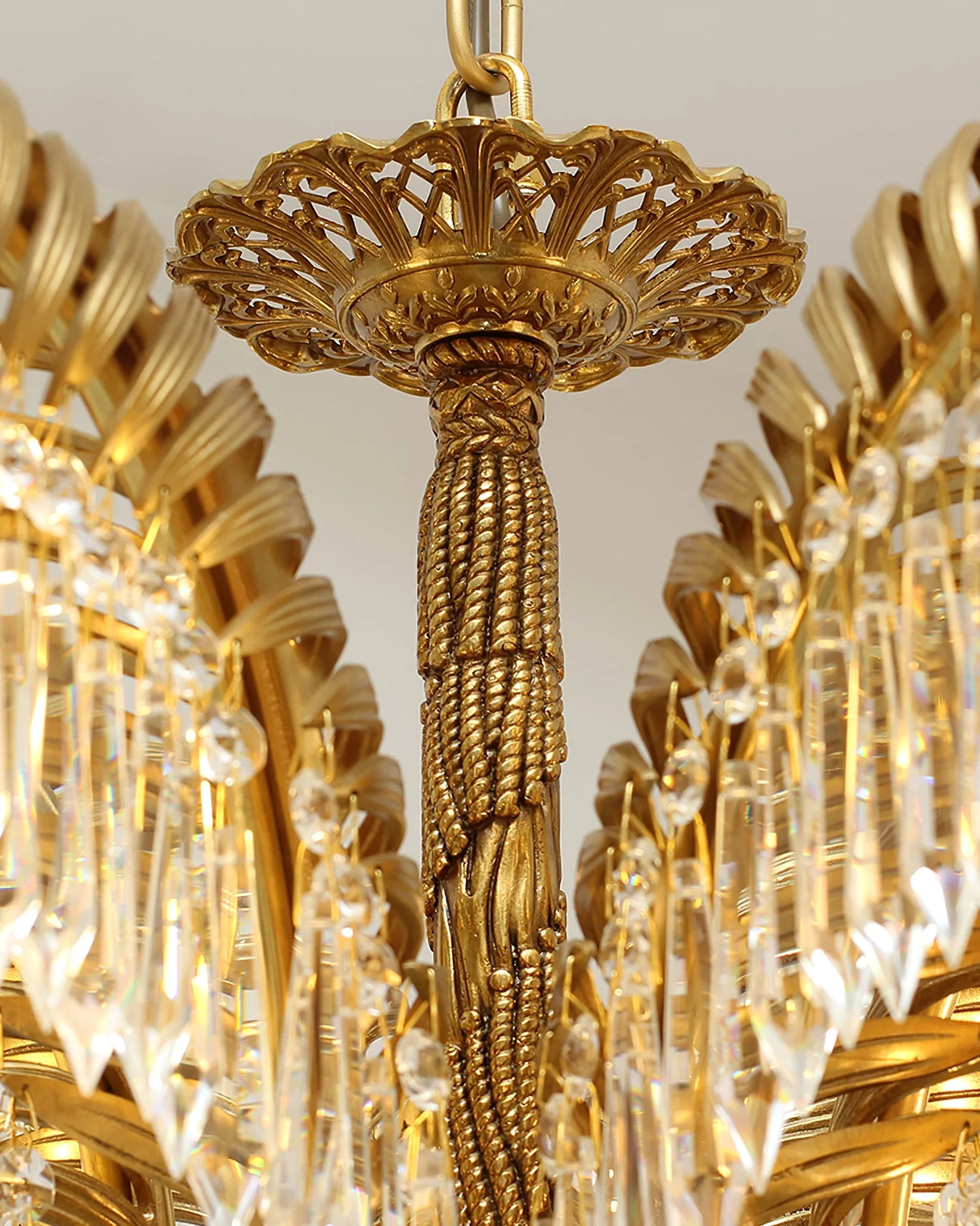 Brass Palm Leaf Crystal Chandelier - OROA