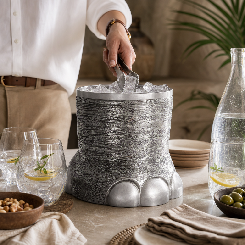 Pewter Elephant Foot Ice Bucket - OROA