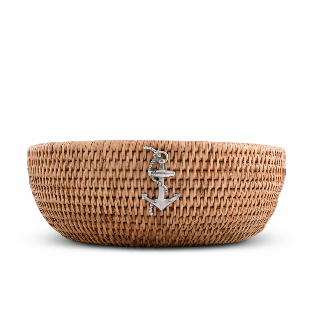 Anchor Hand Woven Wicker Natural Rattan Serving Bowl - OROA