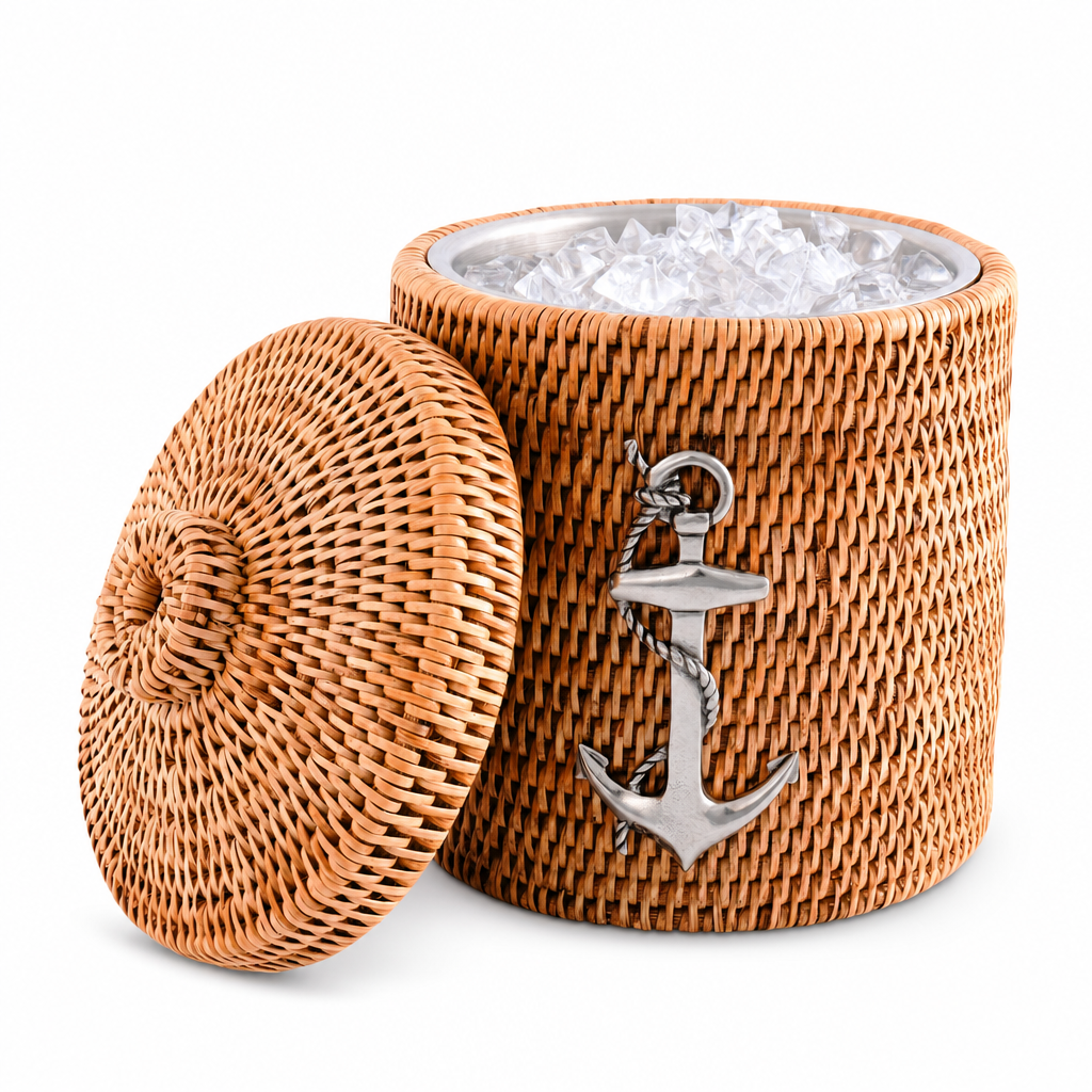 Anchor Hand Woven Wicker Rattan Ice Bucket - OROA