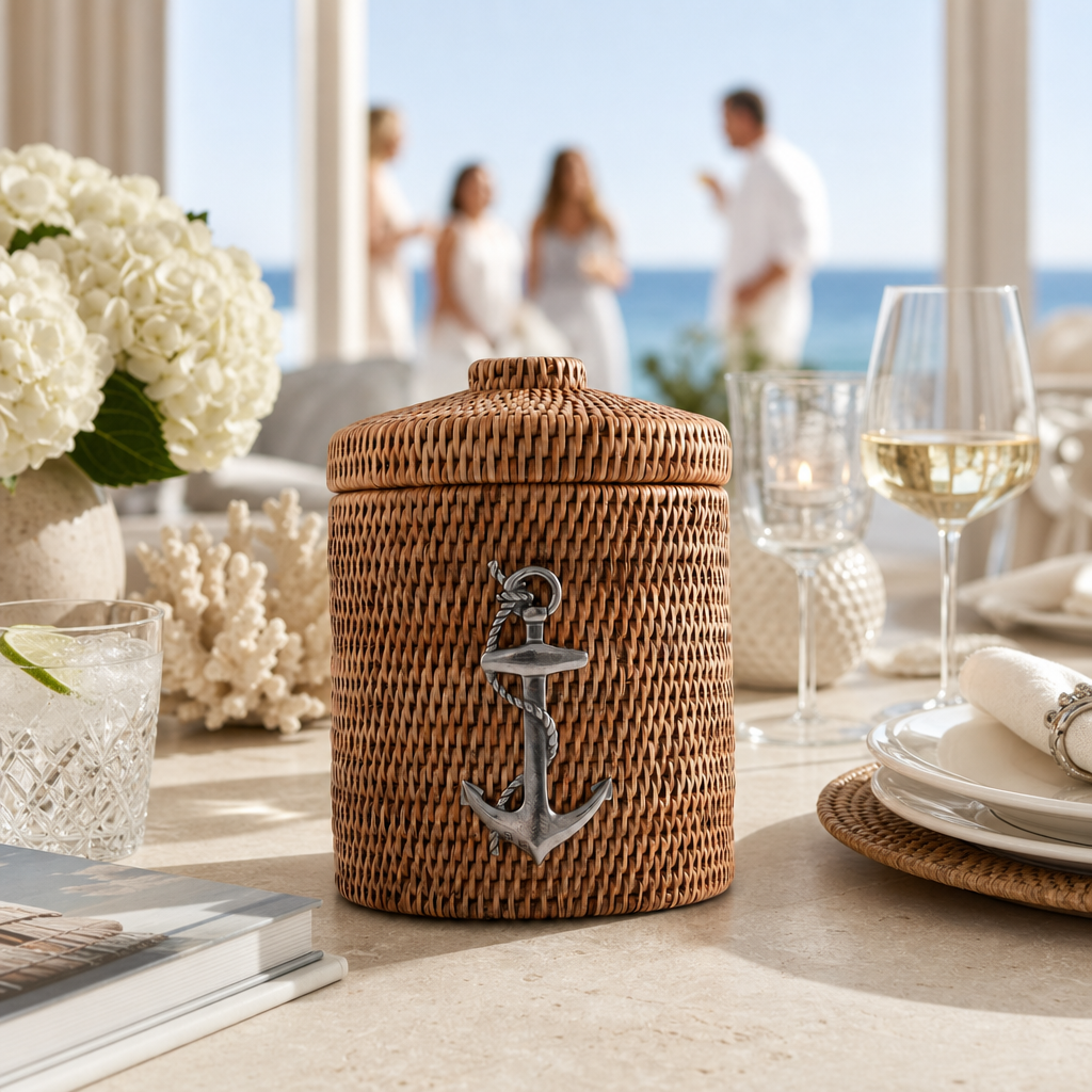 Anchor Hand Woven Wicker Rattan Ice Bucket - OROA