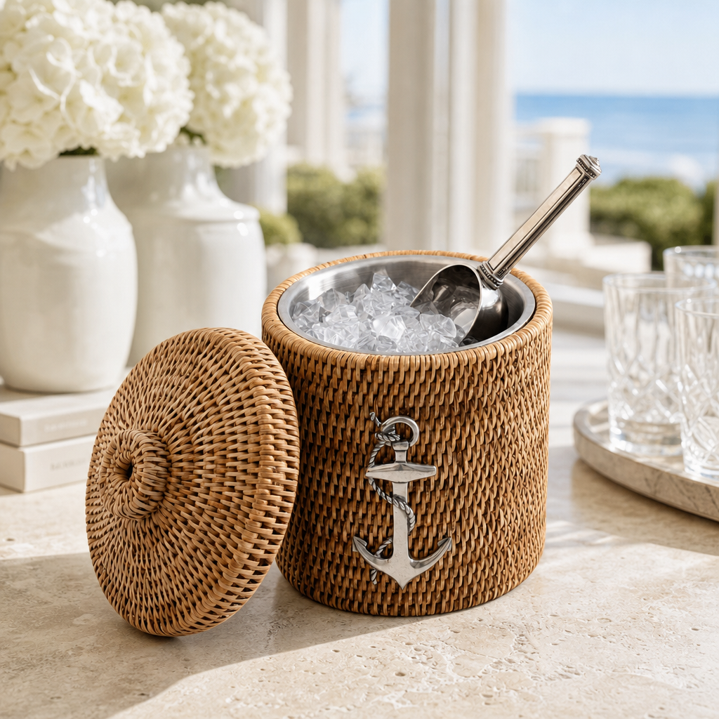 Anchor Hand Woven Wicker Rattan Ice Bucket - OROA