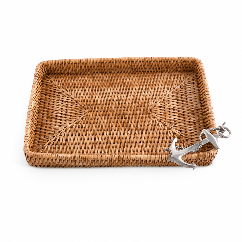 Anchor Catchall Tray Hand Woven Wicker Rattan - OROA