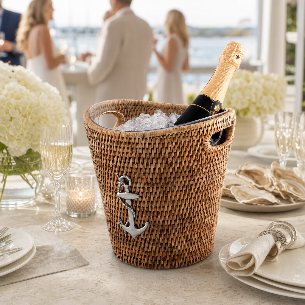 Anchor Hand Woven Wicker Rattan Ice Bucket - OROA