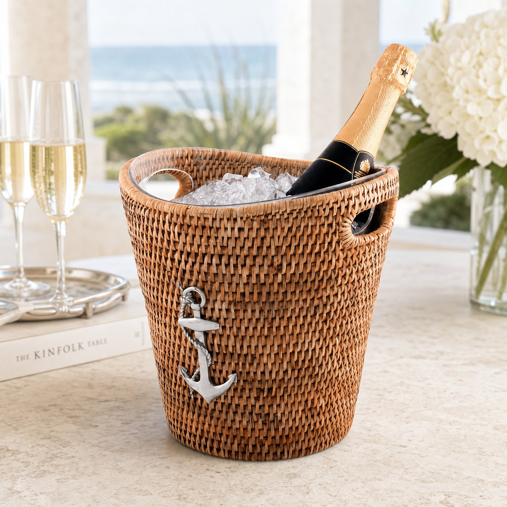 Anchor Hand Woven Wicker Rattan Ice Bucket - OROA