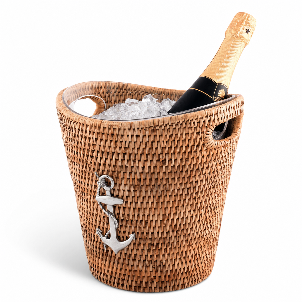 Anchor Hand Woven Wicker Rattan Ice Bucket - OROA
