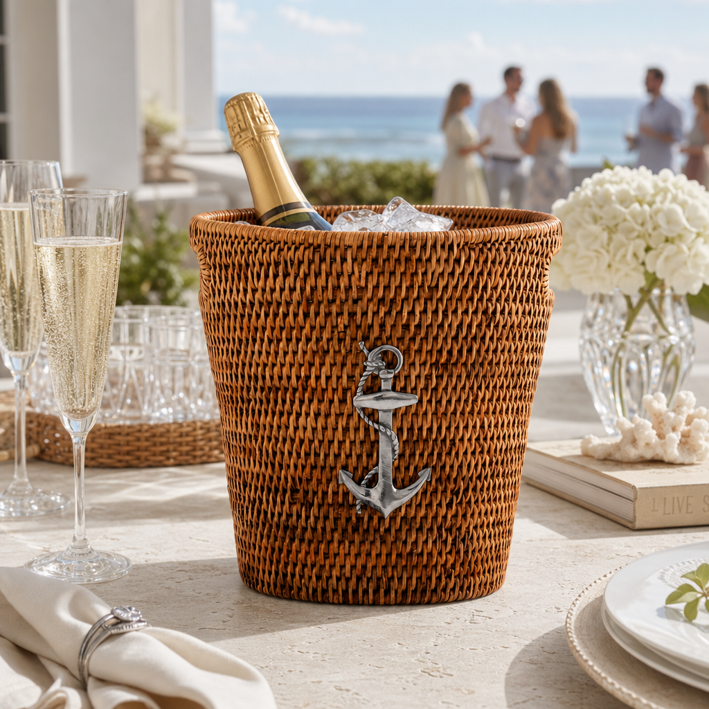Anchor Hand Woven Wicker Rattan Ice Bucket - OROA