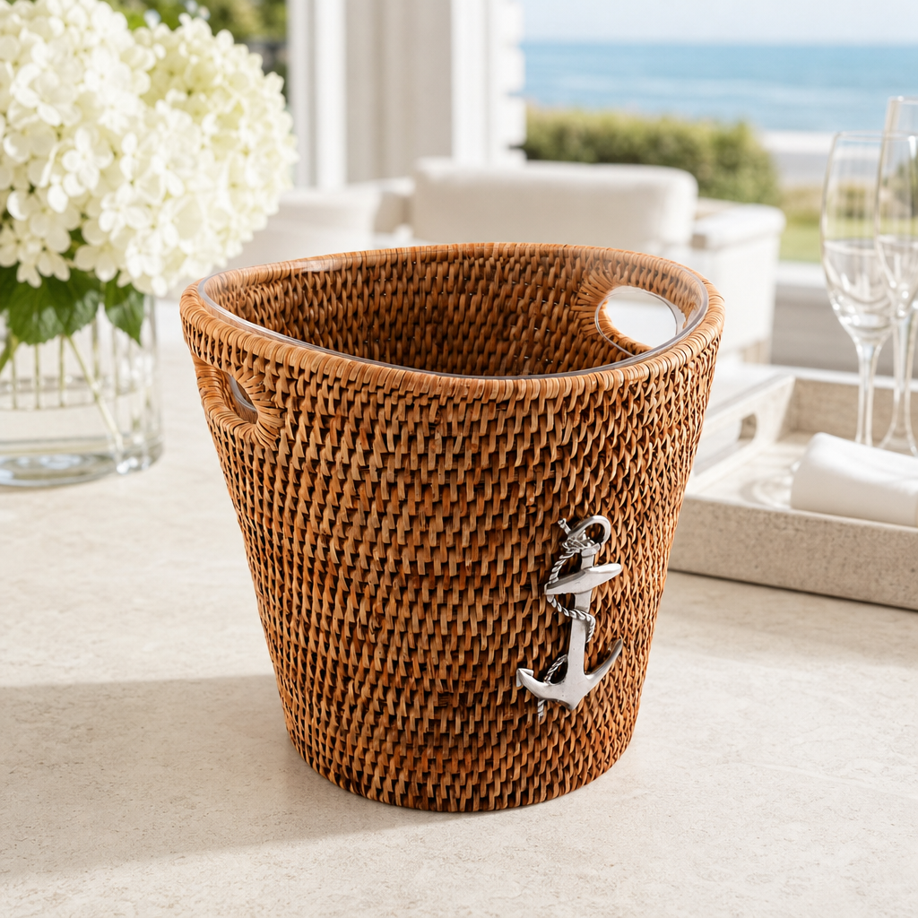 Anchor Hand Woven Wicker Rattan Ice Bucket - OROA
