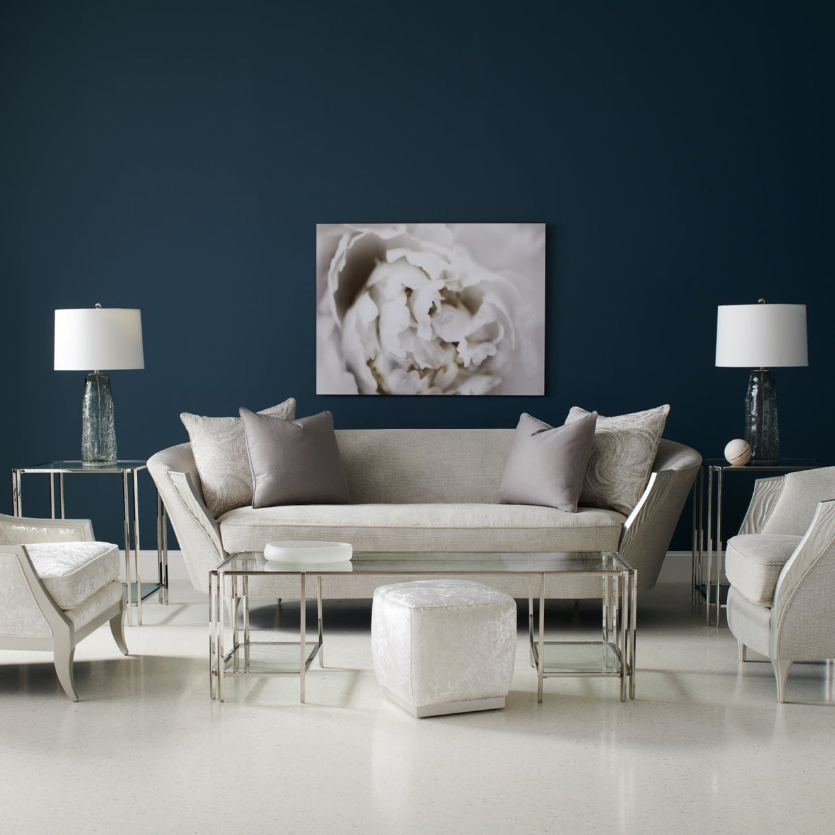 Reflective Glass Coffee Table – Cheryl – angled view