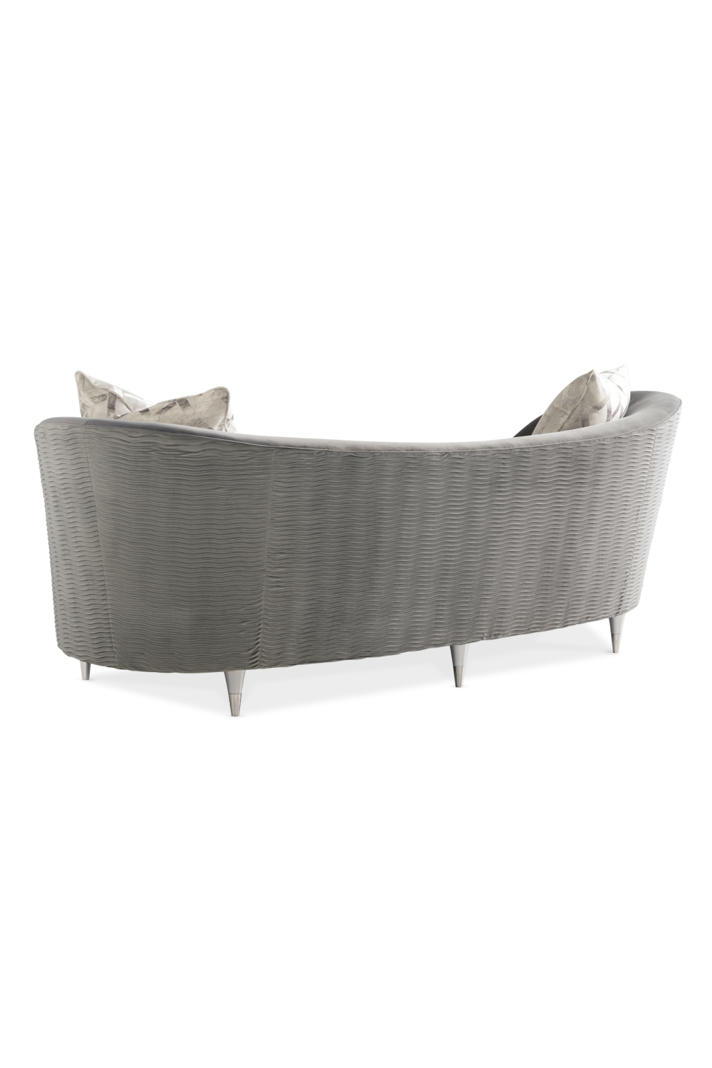 Gray Velvet Curved Sofa – Farrah – side view