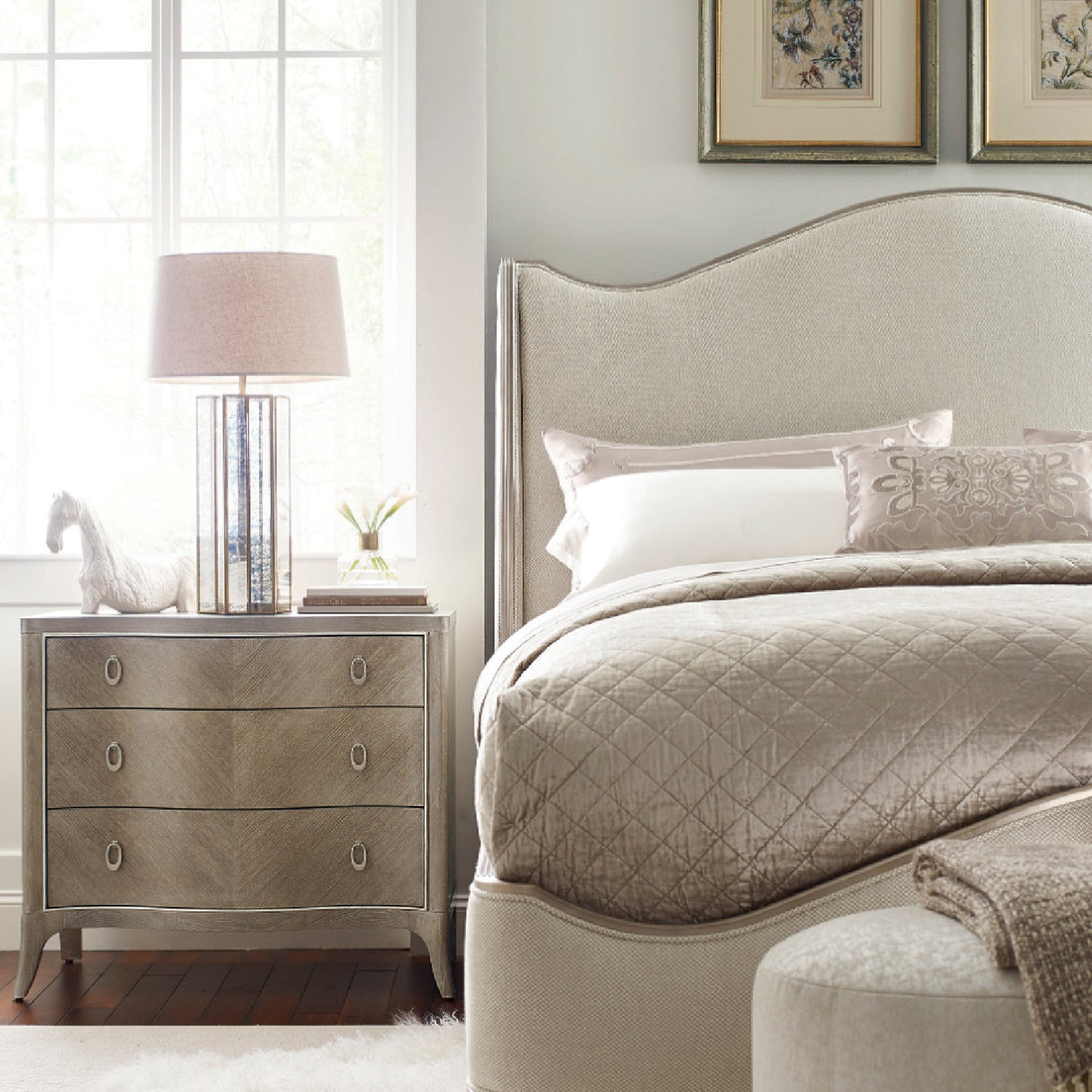 Chevron Ash Nightstand – Avondale – angled view