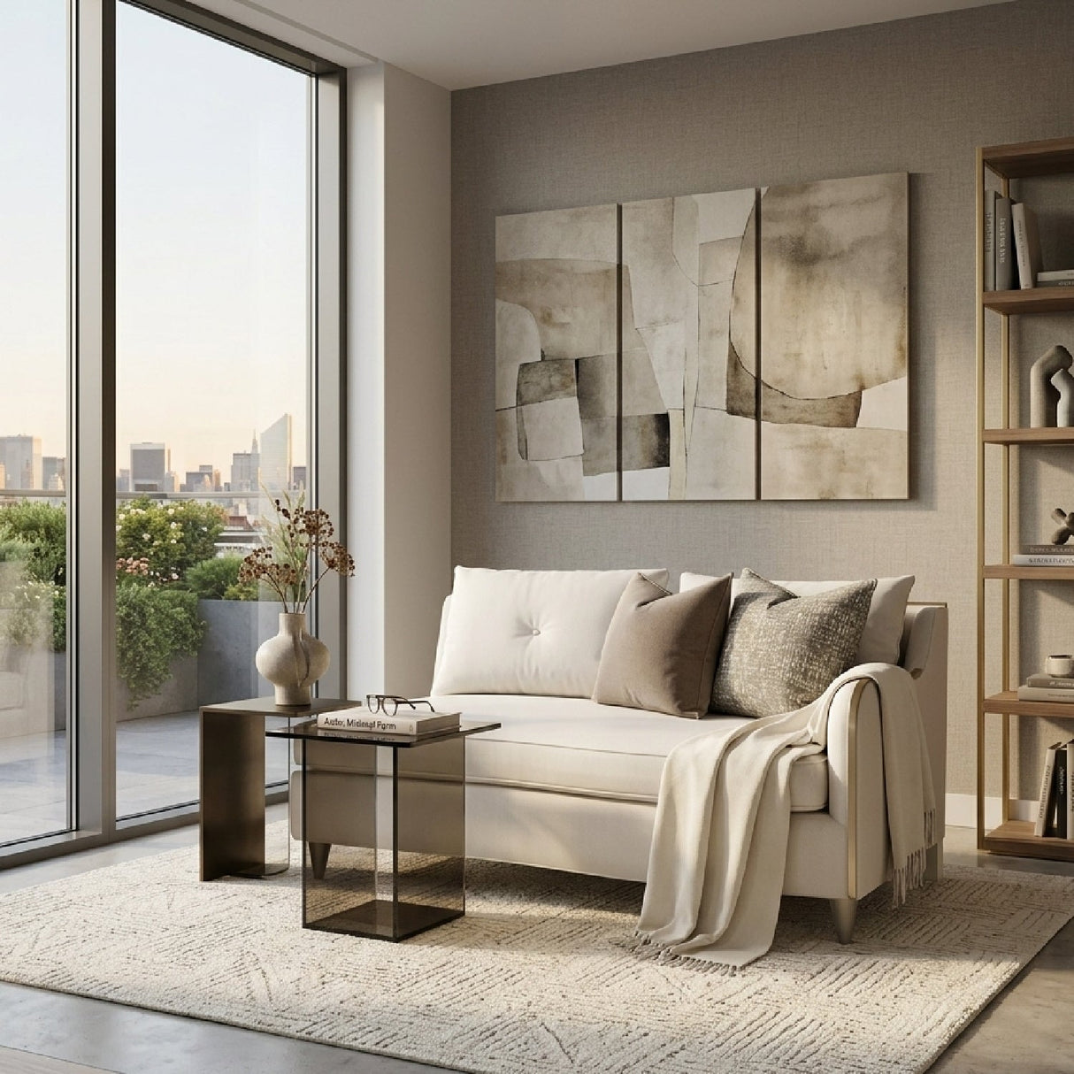 Modern European furniture - Cream Chenille Right-Armed Sofa - www.oroa.com