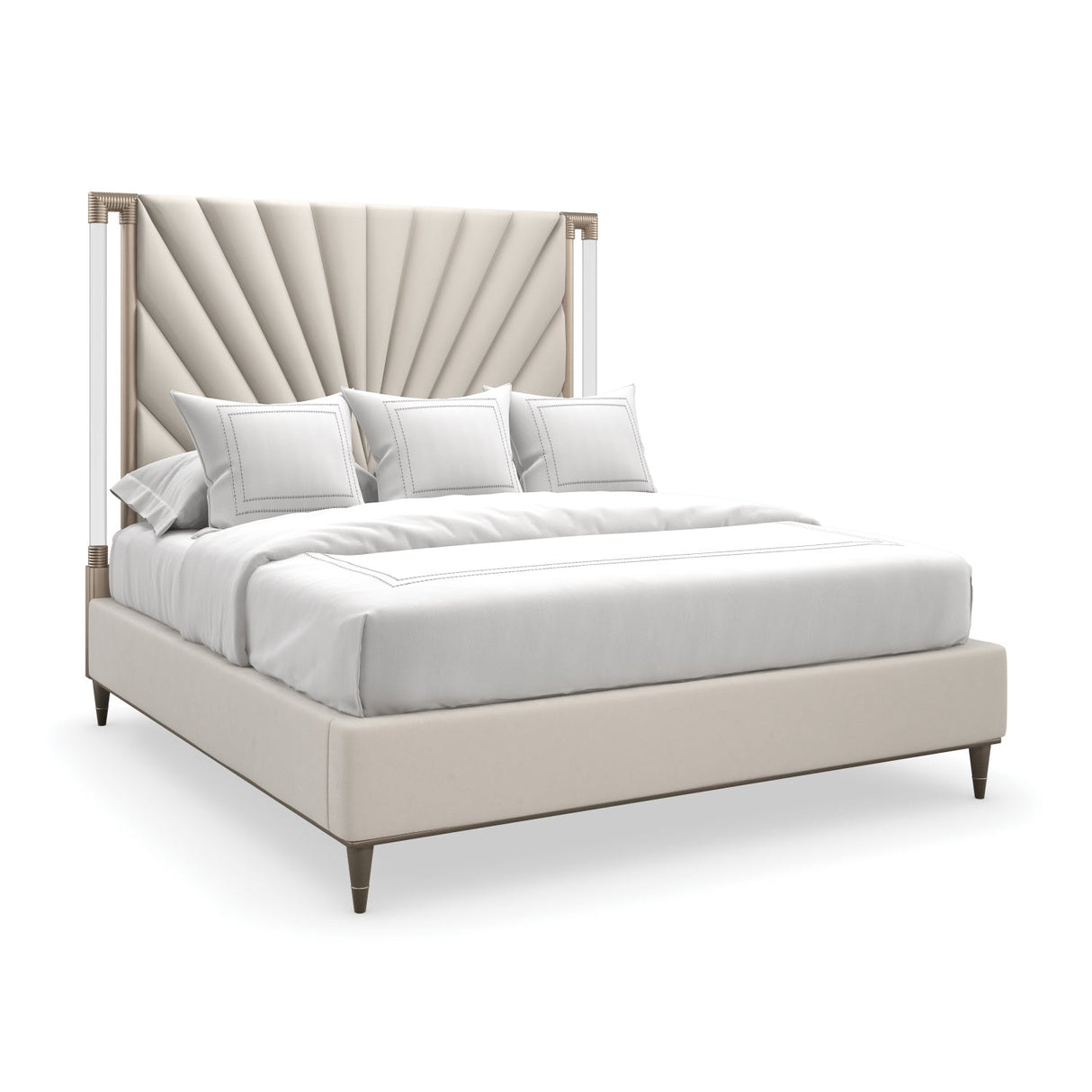 Gold Frame Upholstered Queen Bed – Valentina – front view