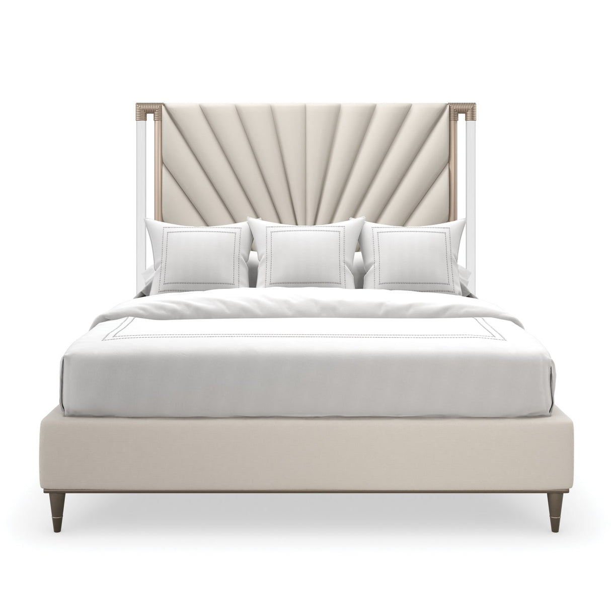 Gold Frame Upholstered Queen Bed – Valentina – side view