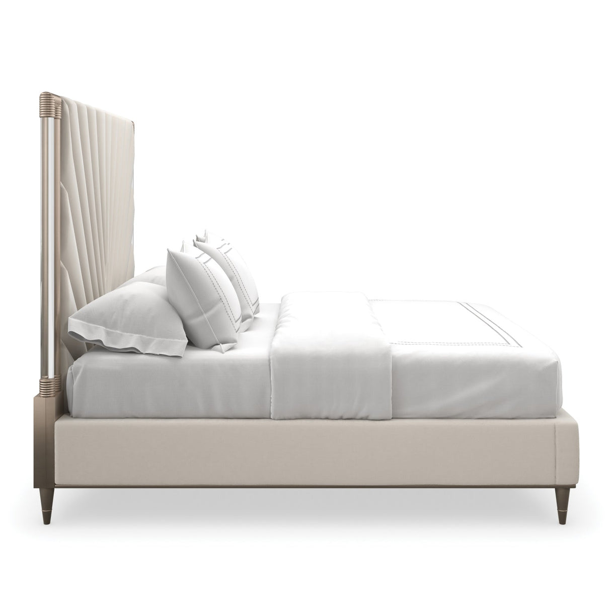 Gold Frame Upholstered Queen Bed – Valentina – rear view