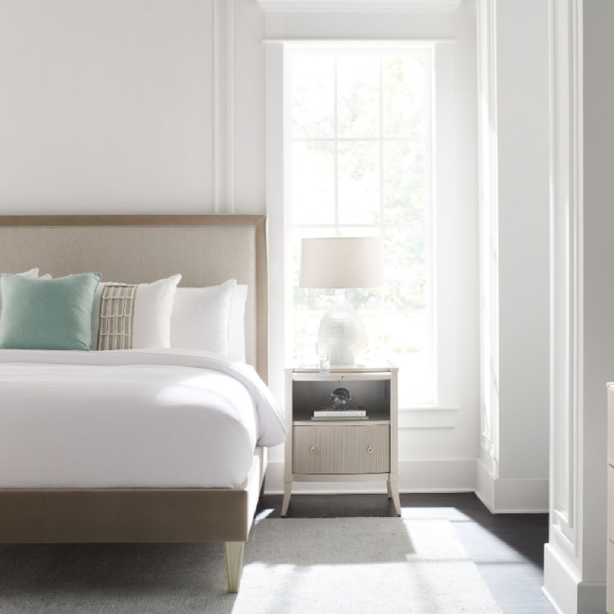 Modern Classic Cream Nightstand – New Love – angled view