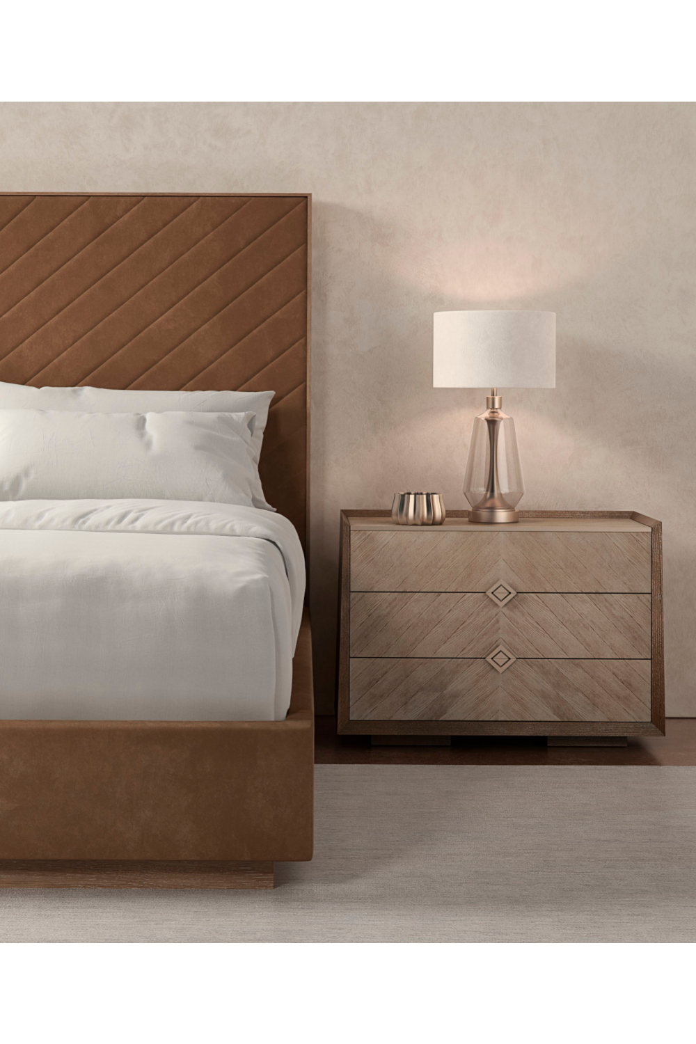 Chevron Patterned Nightstand | Caracole Crossed Purposes | Oroa.com