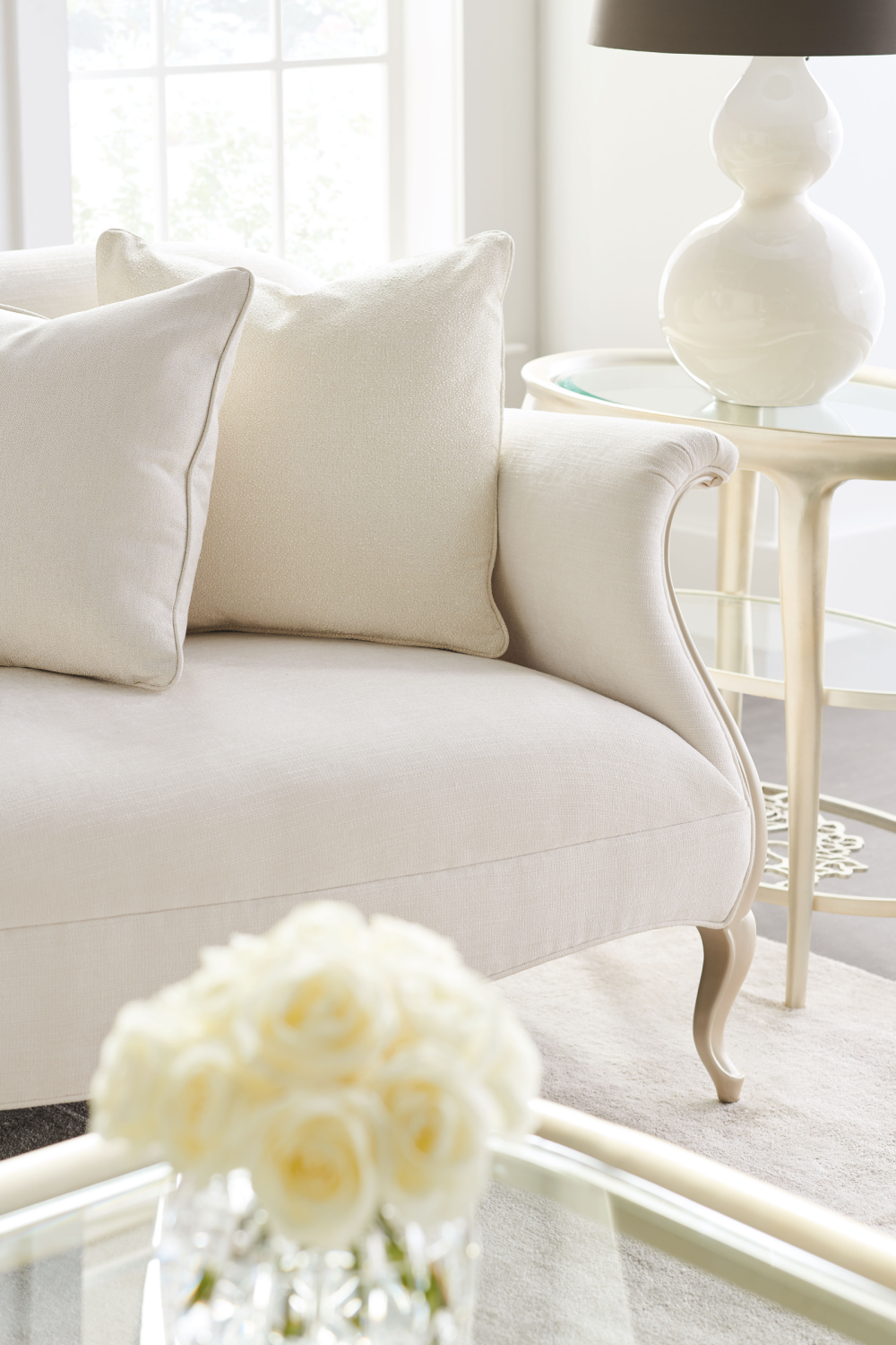 Oval Glass Top Side Table | Caracole Wild Flower | Oroa.com