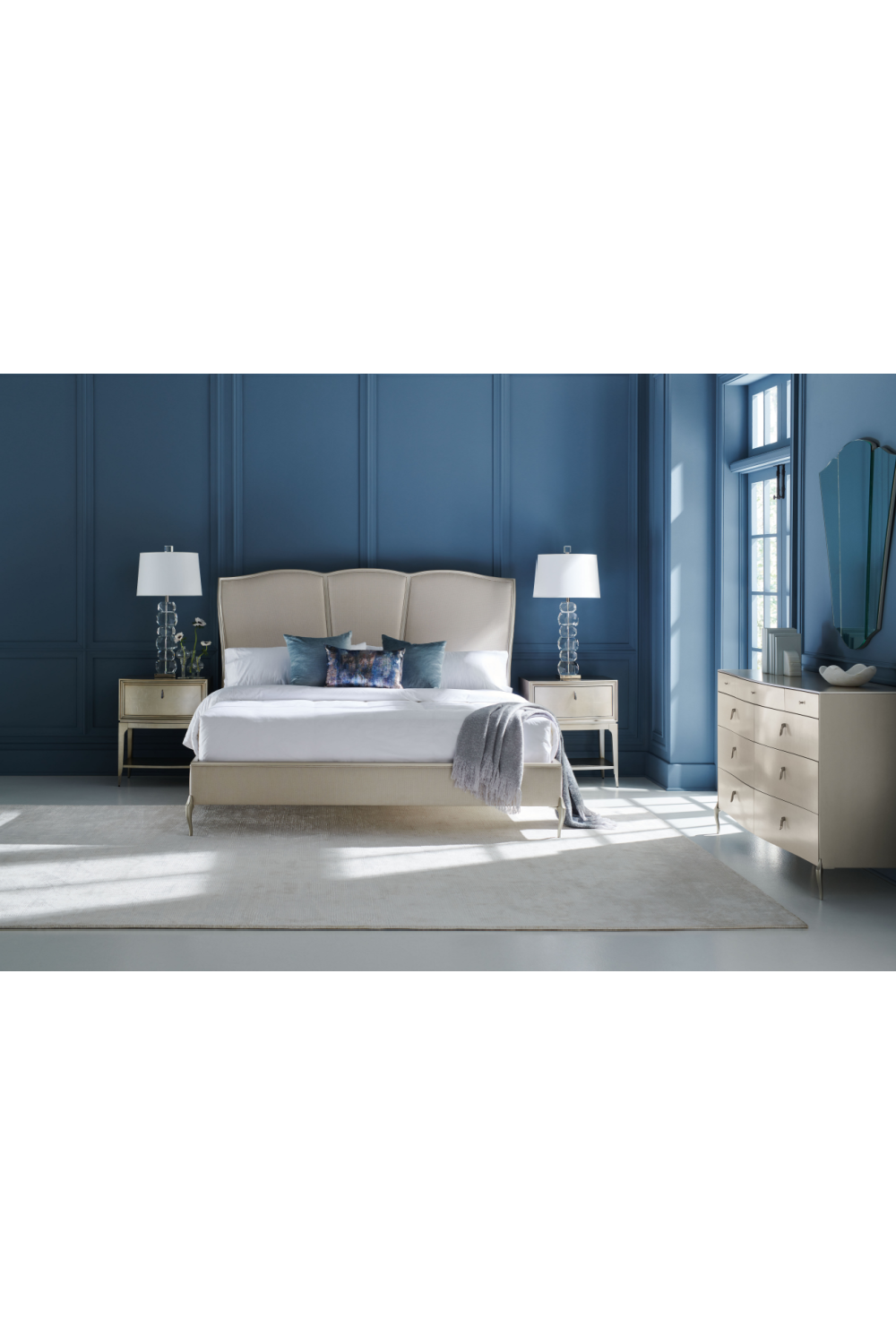 Silver Framed Modern Bed | Caracole Un-Deux-Trois | Oroa.com