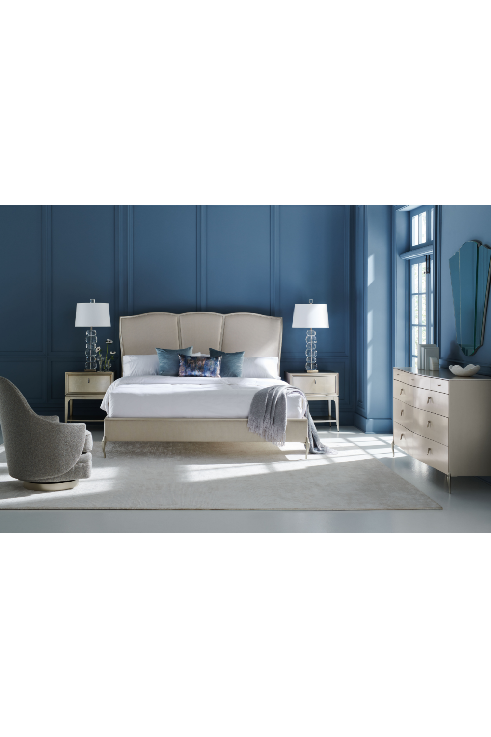 Silver Framed Modern Bed | Caracole Un-Deux-Trois | Oroa.com