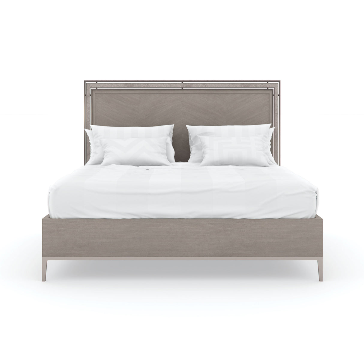 Wooden Herringbone Queen Bed – Serenity – front view