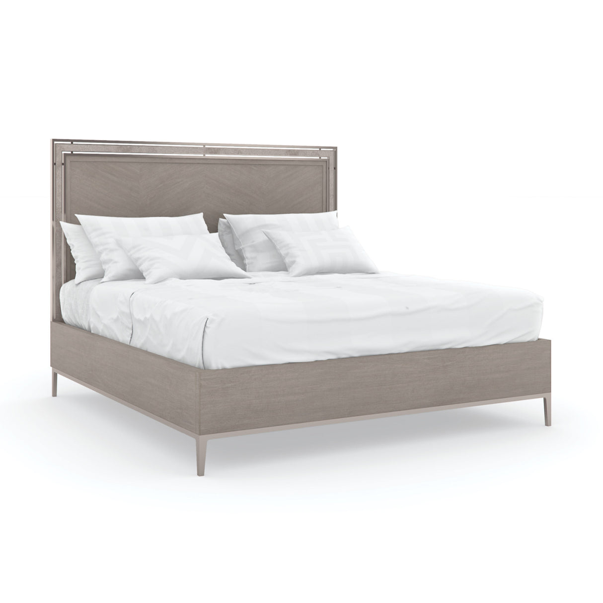 Wooden Herringbone Queen Bed – Serenity – side view