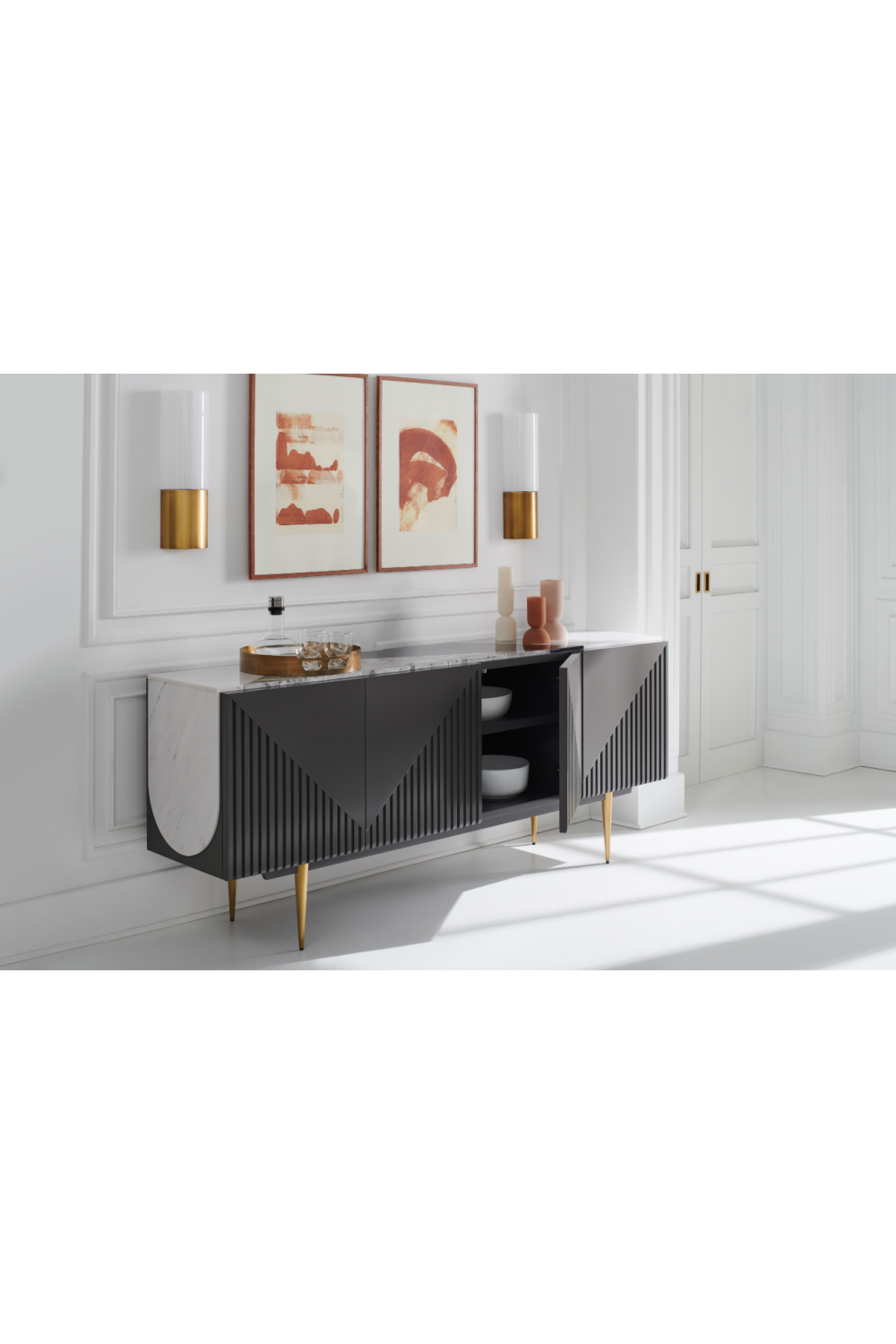 Slatted Modern Sideboard | Caracole Over The Edge | Oroa.com