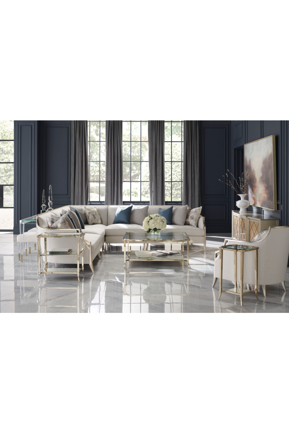 Gold Three-Tiered End Table | Caracole Third Times A Charm | Oroa.com