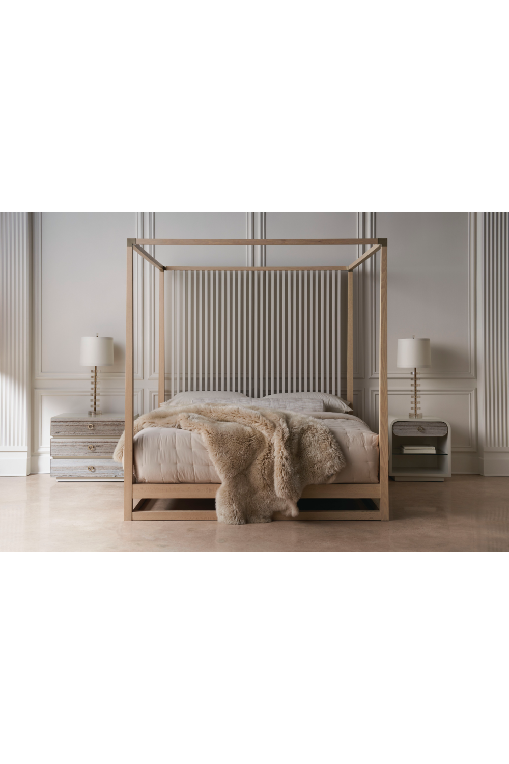 Light Oak Canopy Bed | Caracole Pinstripe | Oroa.com
