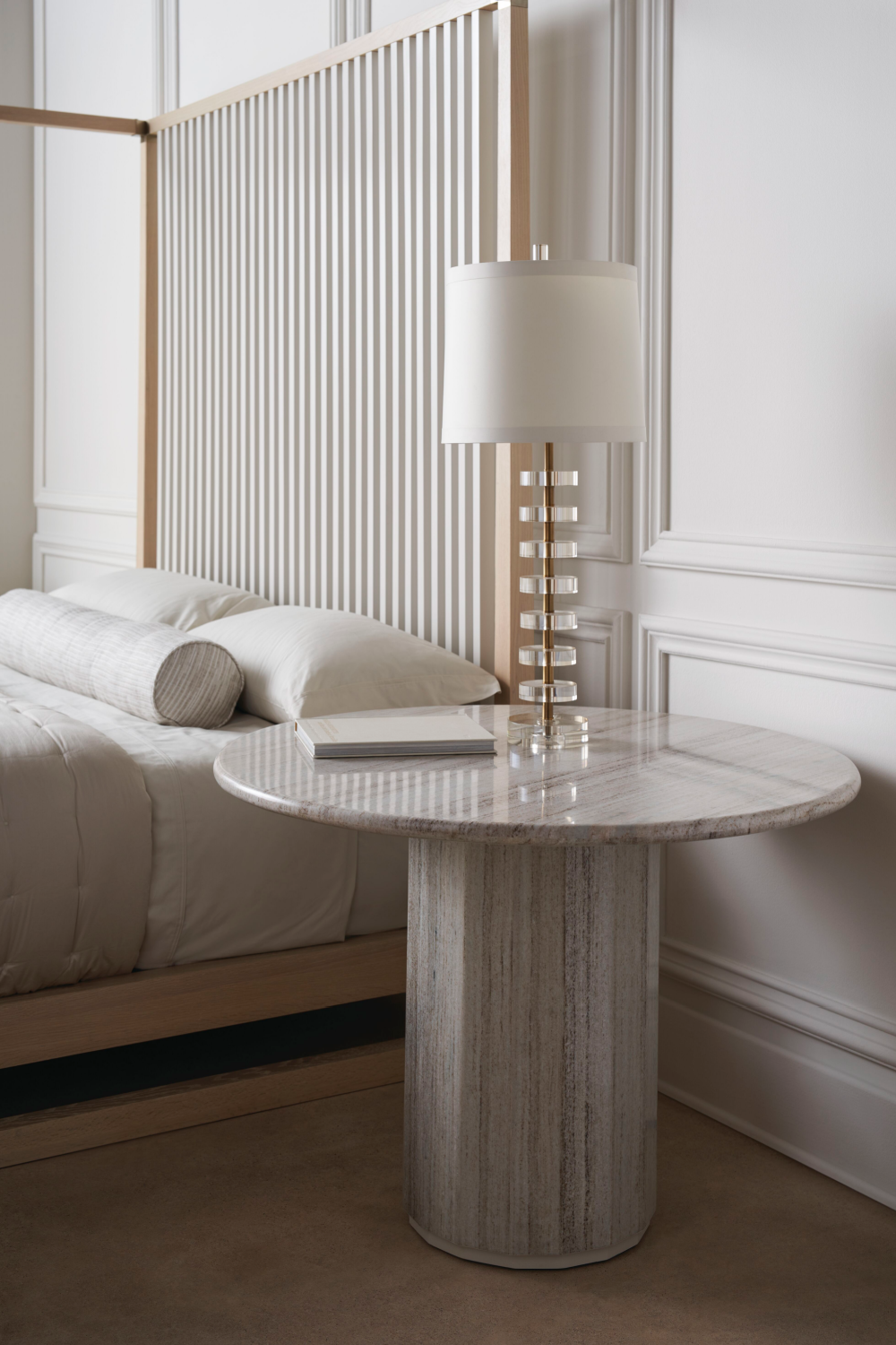 Light Oak Canopy Bed | Caracole Pinstripe | Oroa.com