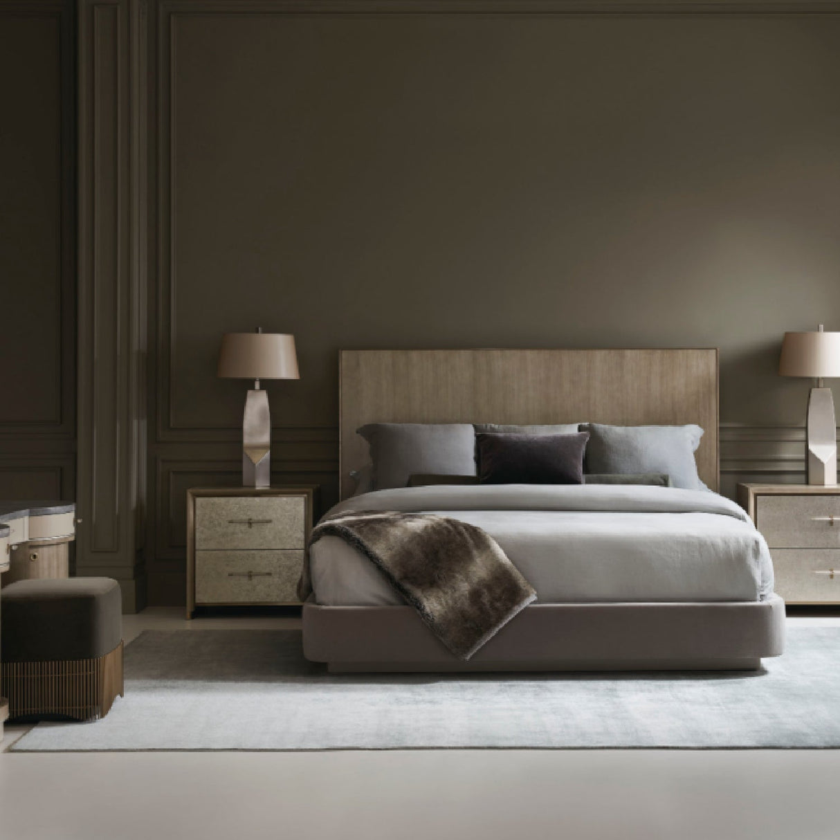 Gray Minimalist Bed – Dream Chaser – angled view